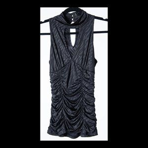 XOXO Womens Black Animal Print Sleeveless Ruched Night Out Party Cutout Top M